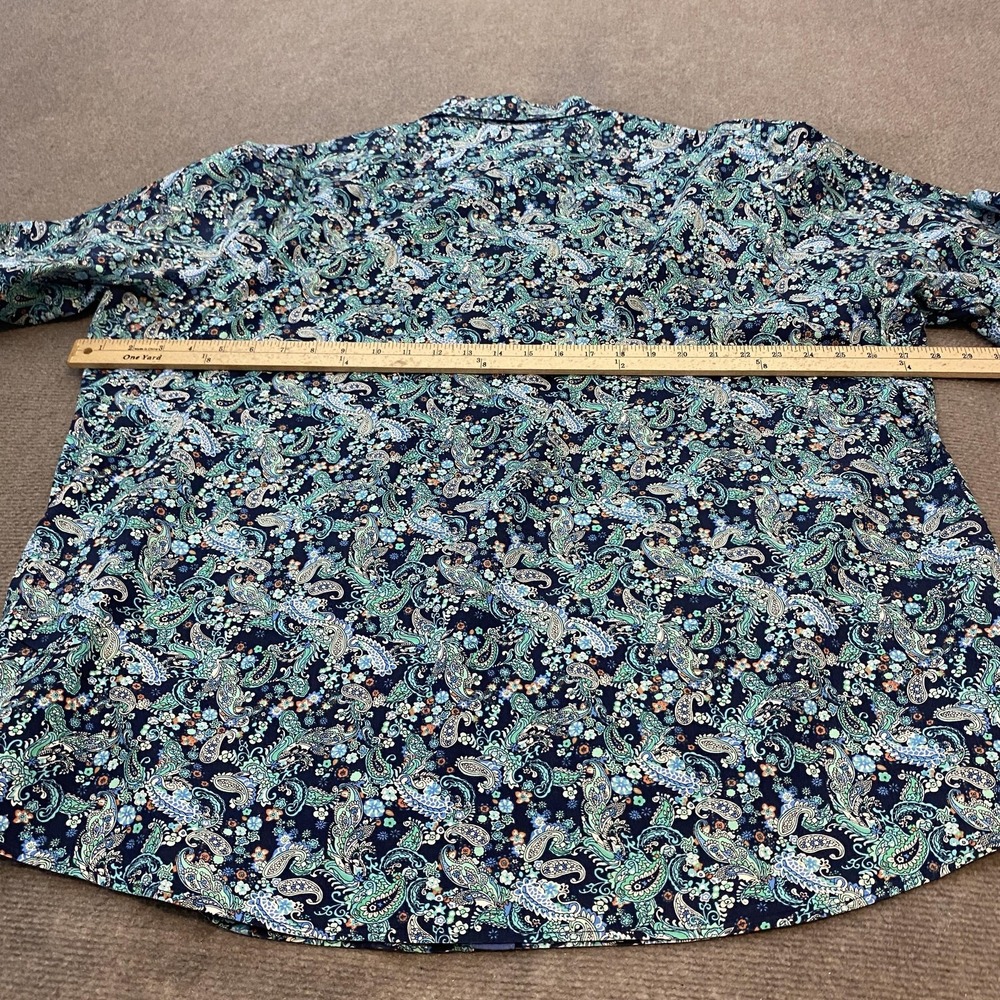 Cremieux Premium Denim Shirt Mens 2XL XXL Blue Paisley Button Front Long Sleeve - Picture 6 of 8